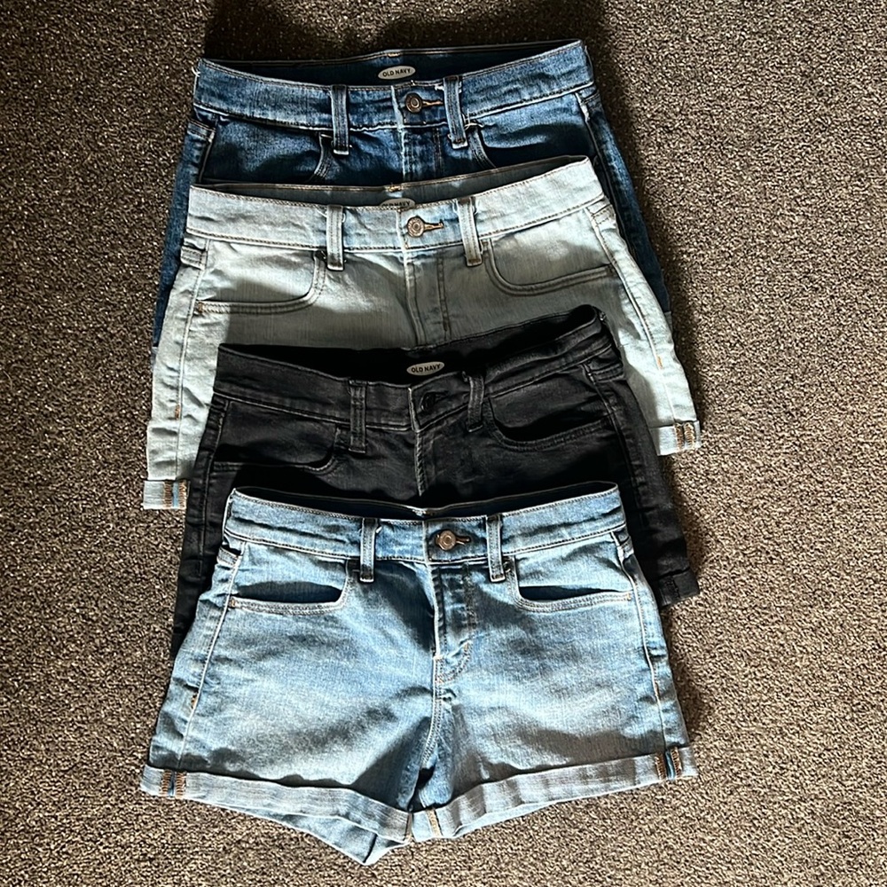 Four pairs of women’s jean shorts